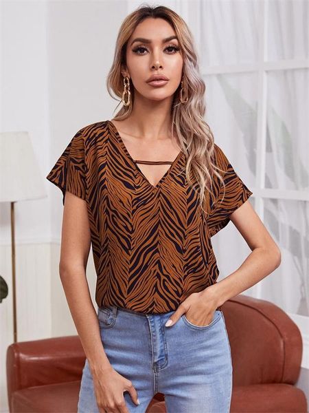 

women's t-shirt summer casual short sleeve women t-shirts print street female v-neck pullover, White