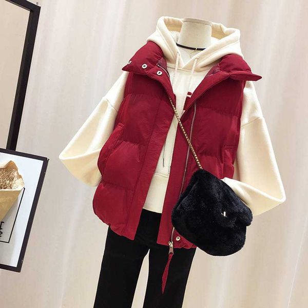 

women's vests geskeey woman jacket vest plus size cotton clothes short autumn winter loose down chaleco mujer ins basic style, Black;white