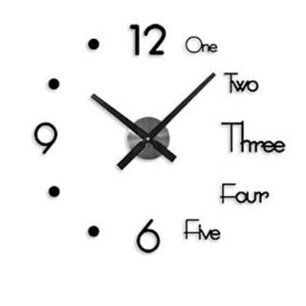 Orologi da parete 3D Modern Clock Sticker Punch Free DIY Simple Black