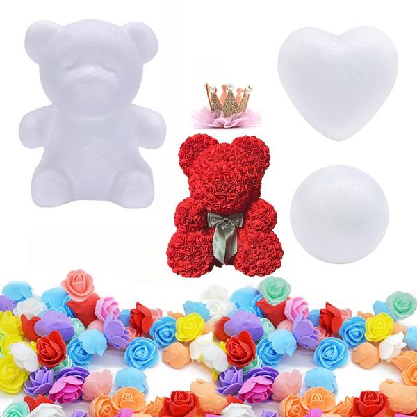 

foam rose bear mold diy artificial rose teddy bear for valentine's day christmas birthday wedding gift heart ball ornaments