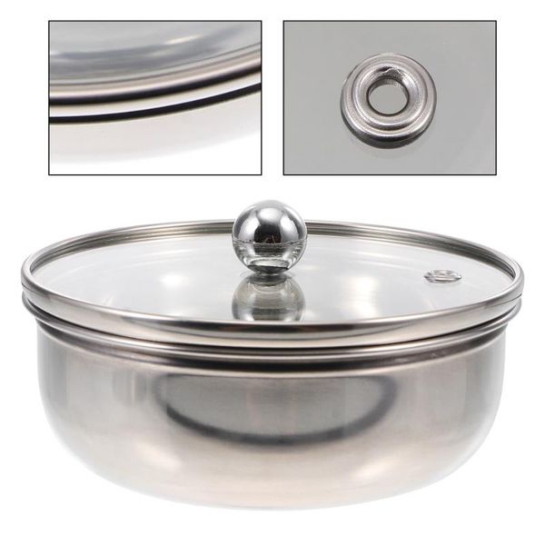 

bowls 1pc stainless steel bowl container steamed rice soup with lid