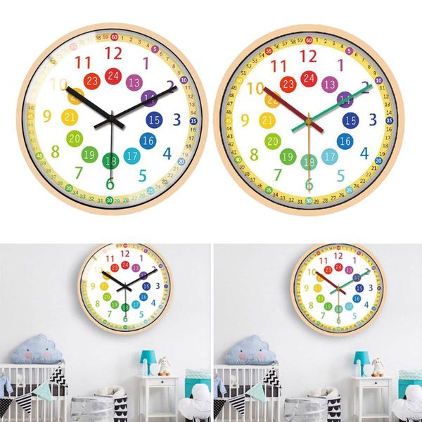 

wall clocks clock kids bedroom battery operated 12' learning colorful hands