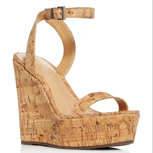

fashion wooden wedges fashion sandals gladiator buckle strap platform heels women designer shoes party chic footwear plus size 42 43 44 45, Black