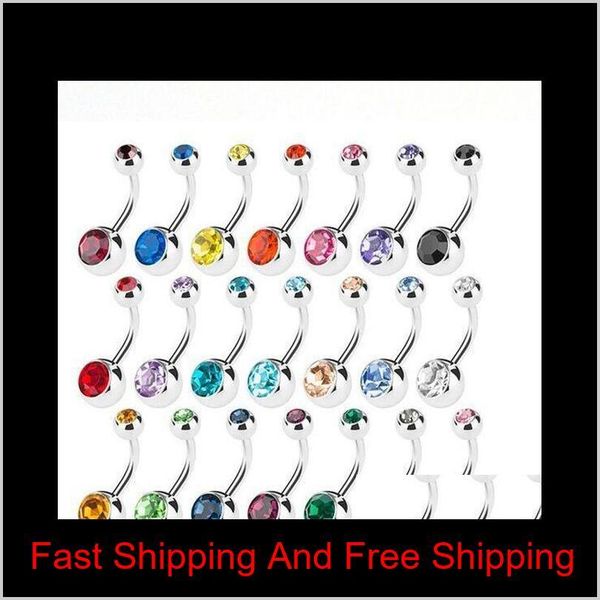 

new stainless steel belly button rings navel rings crystal rhinestone body piercing bars jewlery for women's bikini fashion jewelry qr, Silver