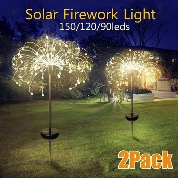 

lawn lamps solar powered outdoor grass globe dandelion fireworks lamp flash string 90 /120/150 led for garden landscape holiday light