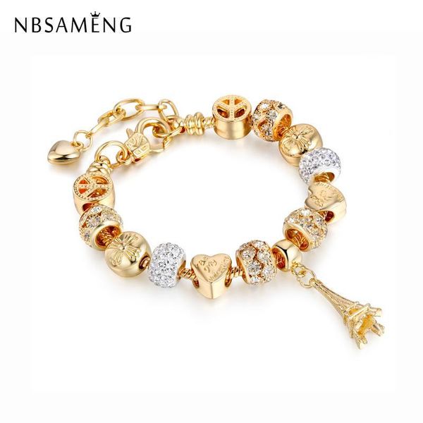 

link, chain crystal heart silver charm bracelet & bangles gold bracelets for women jewellery pulseira feminina making gift 2021, Black