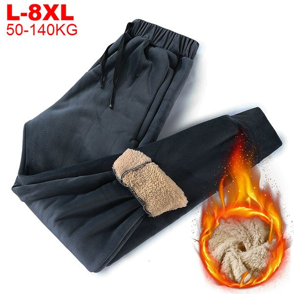 

2021 new big size 8xl mens sweatpants joggers warm winter track men jogging pants grey black men's fleece thick tracksuit bottoms 5ff9
