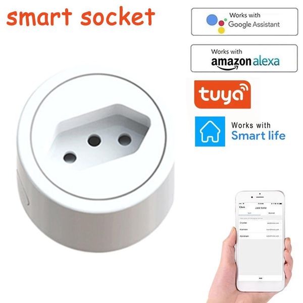 

smart power plugs tuya wifi brazil plug 16a 220v adapter wireless remote voice control monitor timer socket for google home alexa