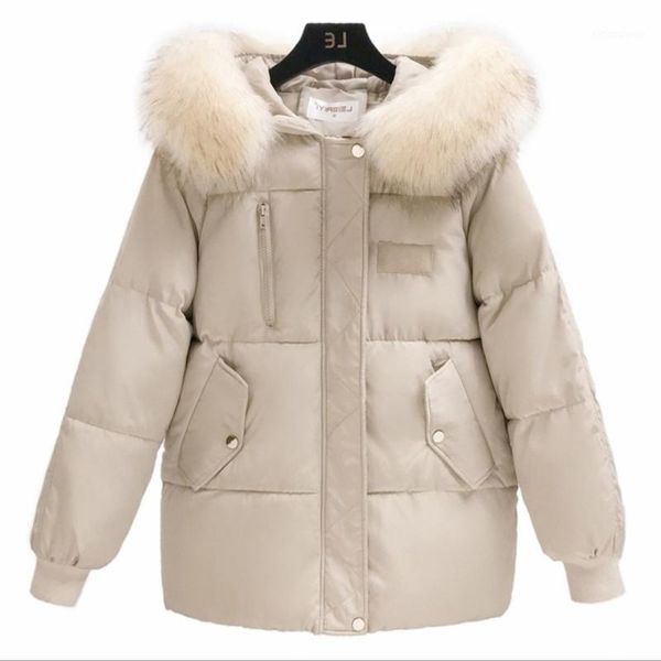 

women's jackets 2021 winter ladies fashion thick beige cotton clothing long sleeve warm pocket snow down padded coat women, Black;brown