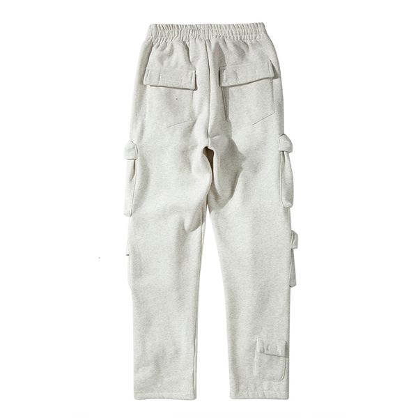 

new 2021 multi-pocket joggers fleece sweatpants mens solid streetwear drawstring casual harem pants black white loose trousers l0s1