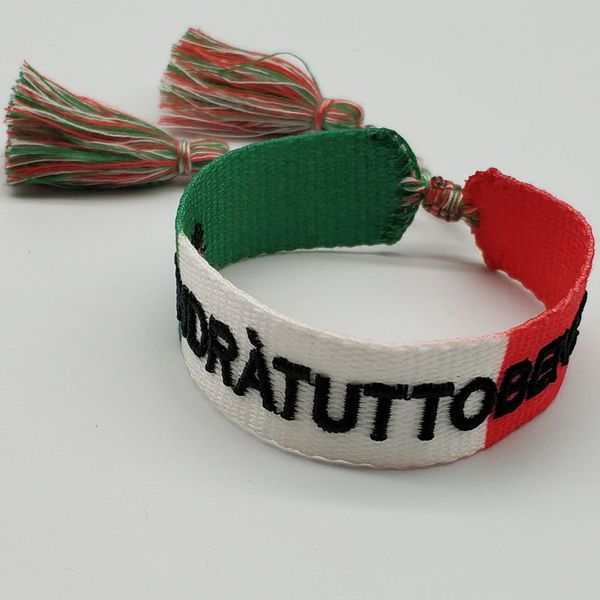 

oem italian epidemic response flag design friendship letter bracelet, Golden;silver