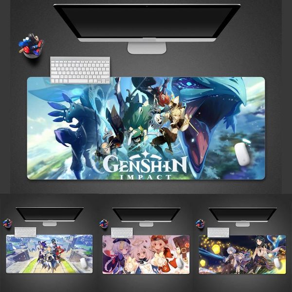 

mouse pads & wrist rests genshin impact anime computer large mousepad desk table protect game office work mat pad x xl non-slip lapcushi