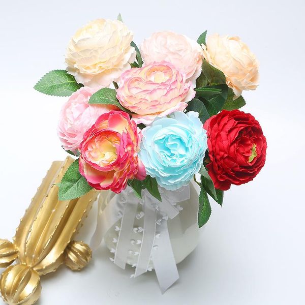 

western rose wedding decoration artificial flower herbaceous peony home decoration imitation flowers filming props pr