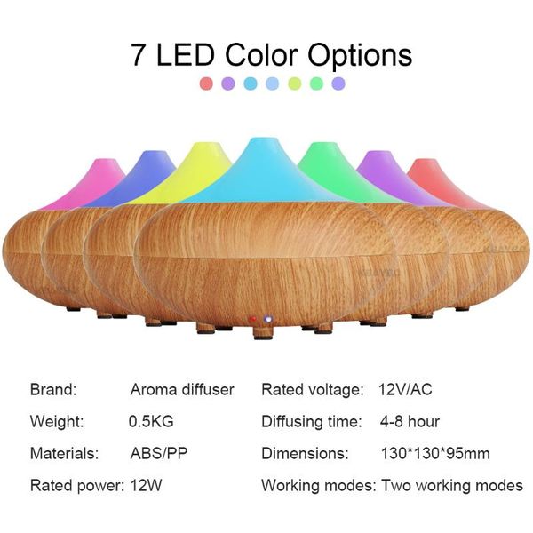 

essential oils diffusers ultrasonic oil diffuser 160ml mini humidifier aroma light wood grain mist maker led for home office air purifier