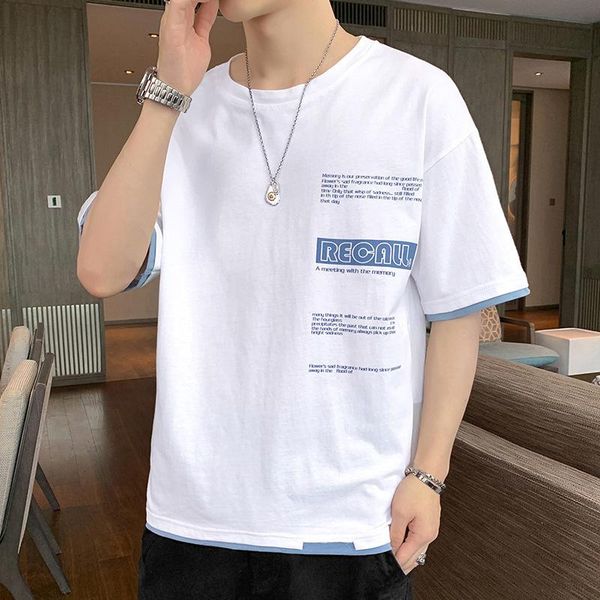 

men's dress shirts 2021 short sleeve t-shirt trend summer half ice silk clothes spring lovers fashion brand, White;black
