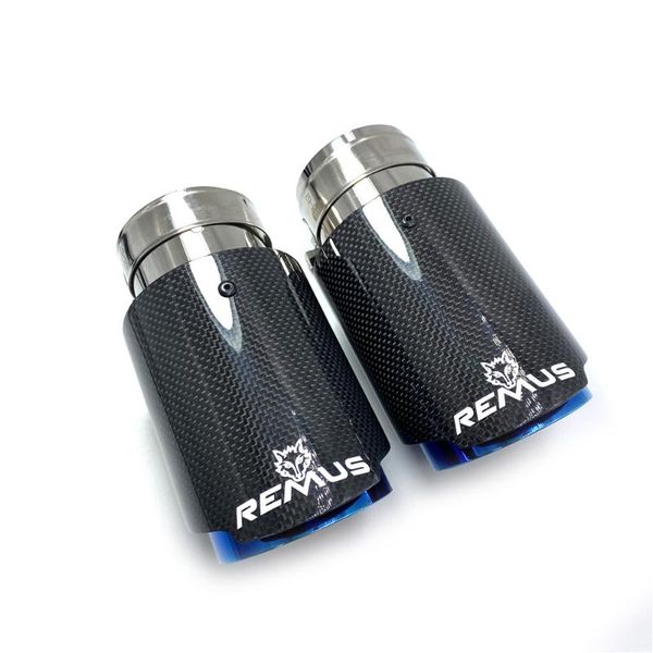 

manifold & parts 1pc remus carbon fiber exhaust pipe high brightness shell stainless steel part blue industrial very beautiful