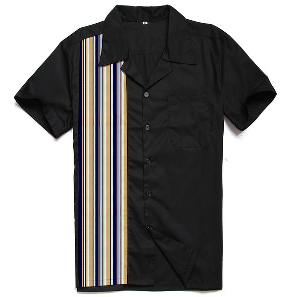 

2021 new men's rockabilly shirt with stripe printed retro beach style rock n roll chemise homme 80s club camp collar shirts p3d6 anrw, White;black