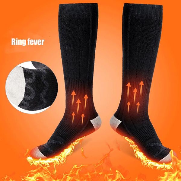 

sports socks heated for men women usb rechargeable winter warm with 3 heat settings outdoor climbing ed889, Black