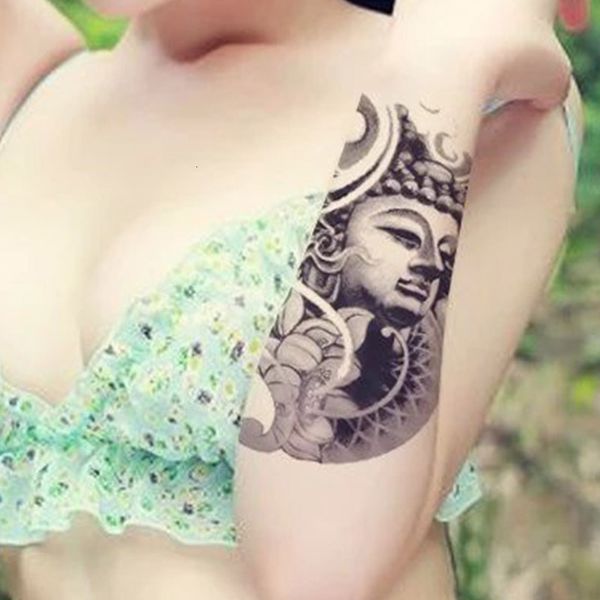 

tattoo patch men's chest lasting waterproof domineering guanyin tattoo and wo flower arm simulation half