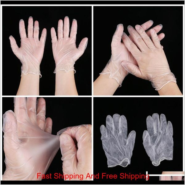 

100pcs/lot disposable transparent gloves pvc oil-proof headgear household universal cleaning gloves environmental pr qylivu pthome