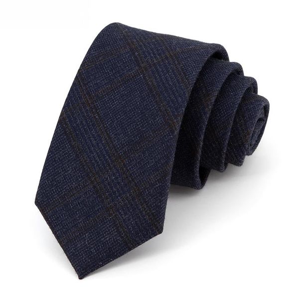 

bow ties business dress for men british style 7 cm navy blue plaid necktie male party wedding with gift box, Black;gray