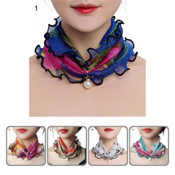 

scarves multifunctional fabulous artistic flower edge women decorative neck wrap lightweight for banquet, Blue;gray