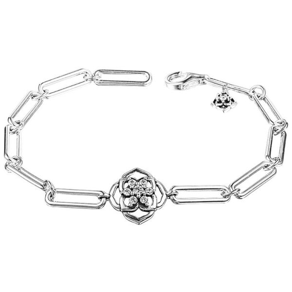 

charm bracelets qandocci rose petals link 100% 925 sterling silver jewelry, Golden;silver