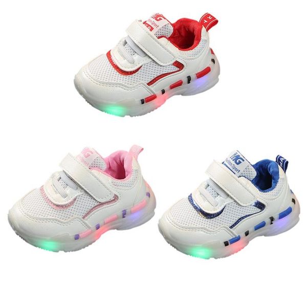 

sneakers baby boys girls kids led shoes with lights warm fashion breathable anti-slip toddler soft soled walkers shoes/, Black;red