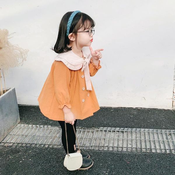 

coat girl's winter 2021 cashmere long korean trench fashionable children's, Blue;gray