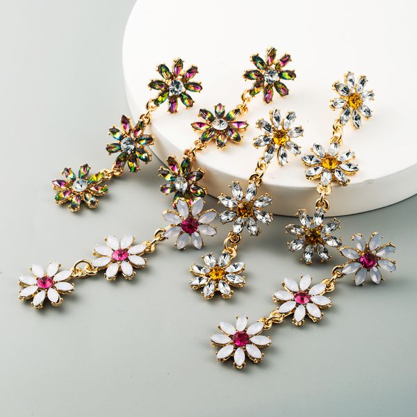 

red rhinestone geometry dangle earring crystal wedding hanging women's drop big gold earrings cool women fashion jewelry, Silver