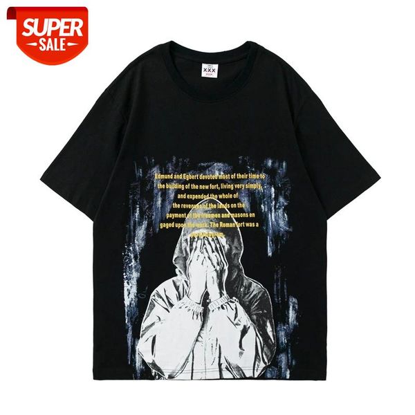 

SEVEYFAN 2021 Men's Hip Hop T Shirts Fashion Characters Printed Tees Summer Cotton Short Sleeve Tops for Male #Yn5Z, White;black