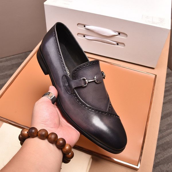 

2021 men dress shoes formal shoes men's handmade business wedding big size 38-45 genuine leather lace-up male, Black