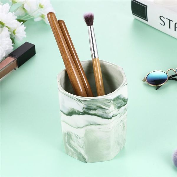 

bathroom storage & organization marbling pen holder octangular ceramic makeup brush container deskorganizer pencil