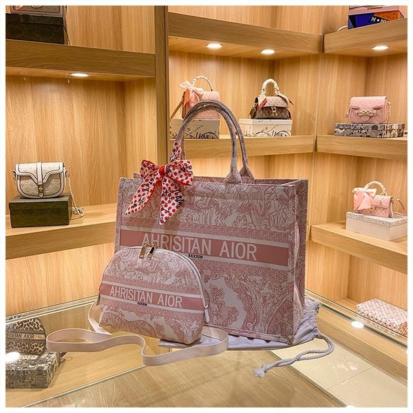 

new fashion home letter shopping canvas tote bag embroidery hand-held flower large capacity commuting bag for women