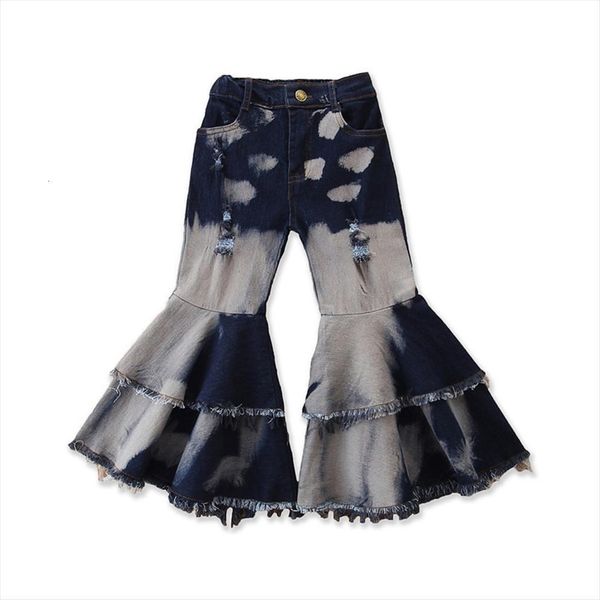 

girls bell bottom pants boot cut cotton breathable toddler fashion trousers ruffles clothing for 1 6 years kids, Blue