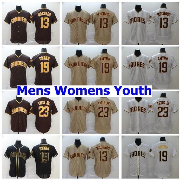 

2020 san diego men women kids youth 13 manny machado jersey 23 fernando tatis jr 19 tony gwynn padres baseball jerseys, Blue;black