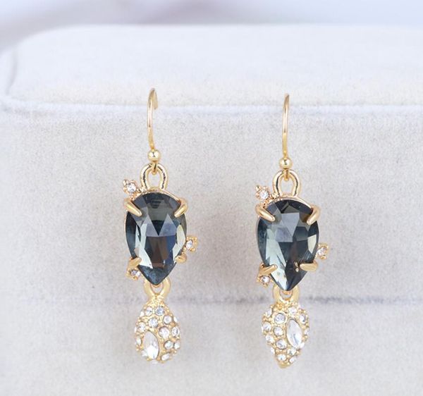 

earrings & necklace csxjd personality crystal drop-shaped fashion temperament wild luxury, Silver