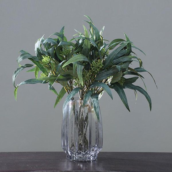 

decorative flowers & wreaths 5pcs/bundle curved eucalyptus leaves with fruit artificial plants home decor fake for diy wedding garden decora
