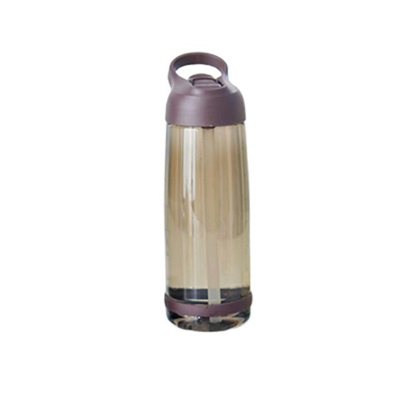 

550ml portable drinking water bottle high capacity space cup sports gym training water bottle with straw and handle (coffee)