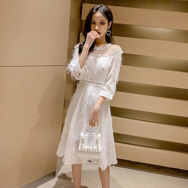 

women's hollow frilly white maxi in feathers feminine plus size kgyu, Black;gray