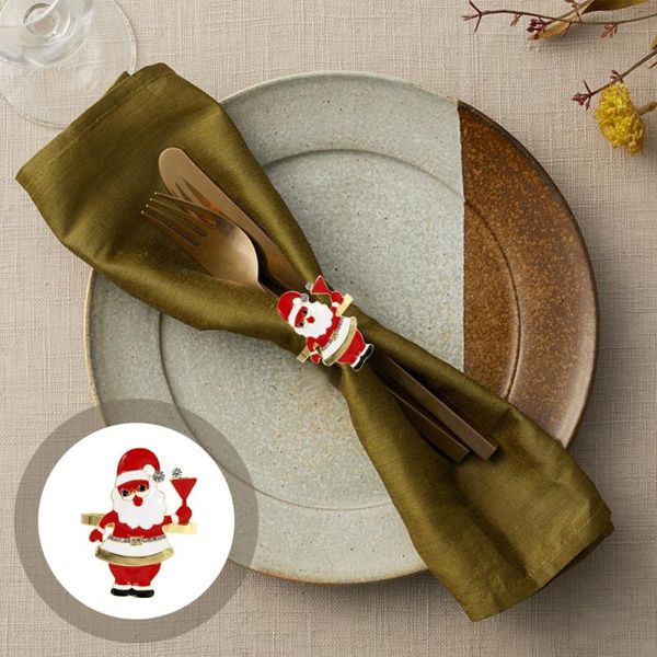 

napkin rings 4pcs creative santa claus design buckles christmas table supplies (red)