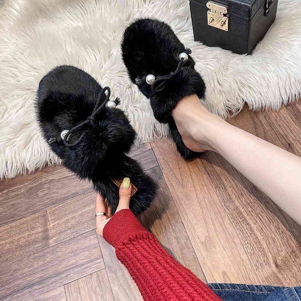 

slippers winter woman slipper skin low fashion slide shoes cover toe pantofle soft luxury massage flat roma with short rubber tvw5, Black
