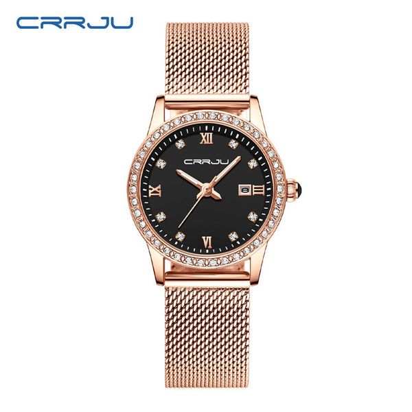 

crrju watches 2186 ladies relojes watch brand famous female clock quartz wristwatch wrist quartz women wristwatches montre femme relogio, Slivery;brown
