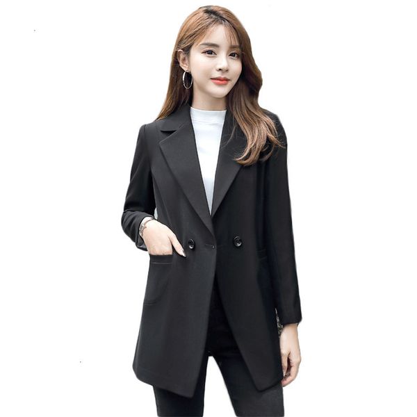 

2021 new black female blazer plus size spring fashion thin office suit long coat with sf055 lining kel2, White;black