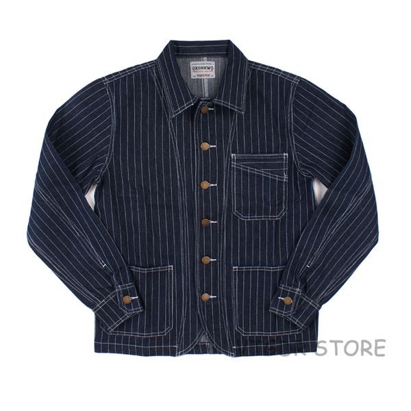 

jacket male striped railway jeans, vintage jean work casual cry f5c9, Black;brown