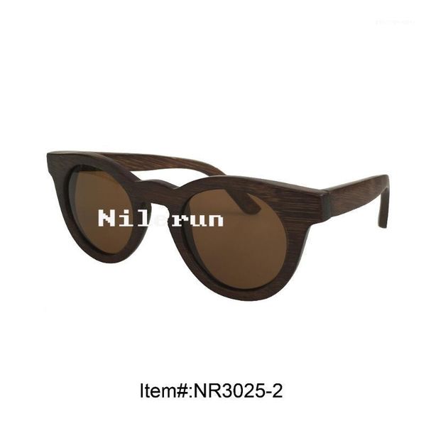 

sunglasses fashion round brown plarized lens dyed bamboo, White;black
