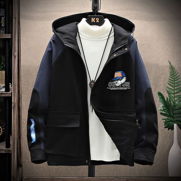 

winter korean plush casual hip hop youth hooded men's cardigan et, Black;brown