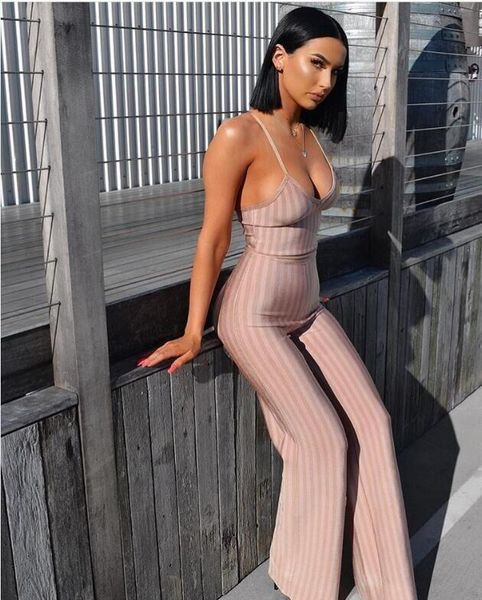 

women's jumpsuits & rompers red and khaki color ladies hl bandage v-neck regular fashion celebrity high quality, Black;white