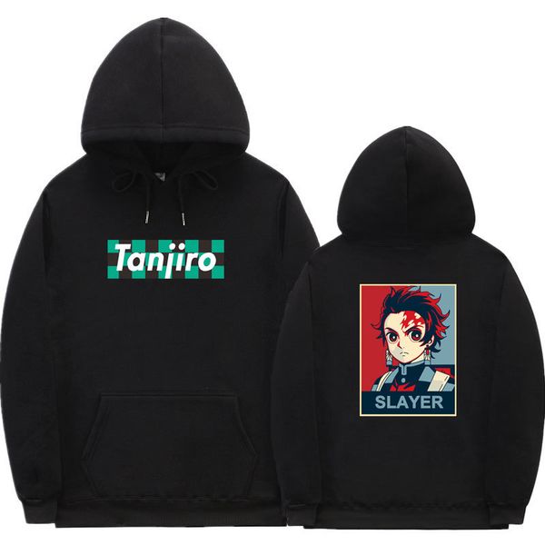 

2021 new japanese anime demon slayer tanjiro nezuko hoodies men women pop print men's hoodie casual black pullovers sweatshirts x27i