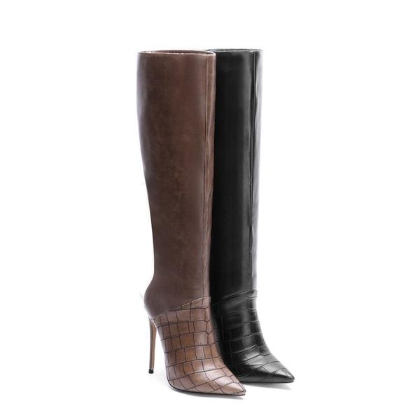 

boots women shoes 12cm high heel pointed toe big size for black blue brown